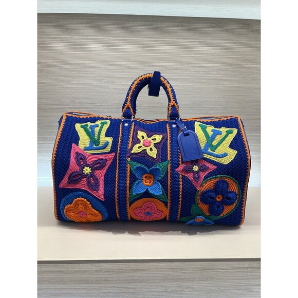 NIB Louis Vuitton Keepall 45 M21895 Crochet Colorful SS 2023 Show - Picture 1 of 3